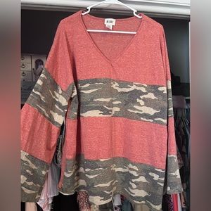 Orange and camo flared long sleeves